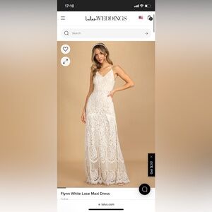 STILL AVAILABLE- Flynn White Lace Maxi Dress LuLu’s L white/beige color. NWT!